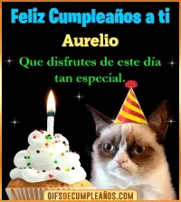 Gato meme Feliz Cumpleaños Aurelio